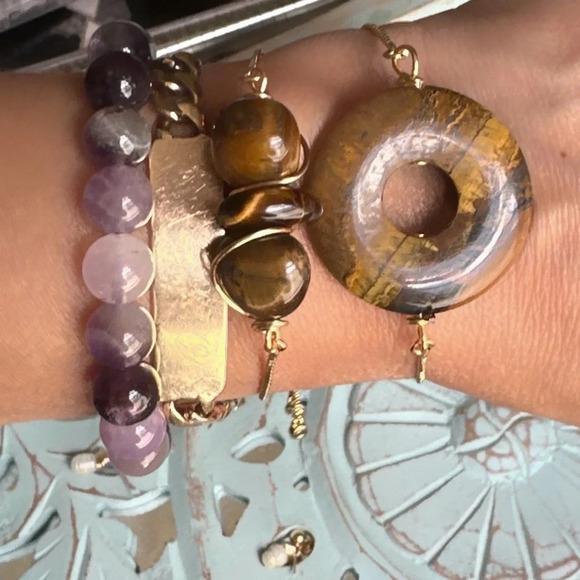 Tiger’s eye wealth and power adjustable gold rope bracelet/healing crystals - Picture 5 of 10
